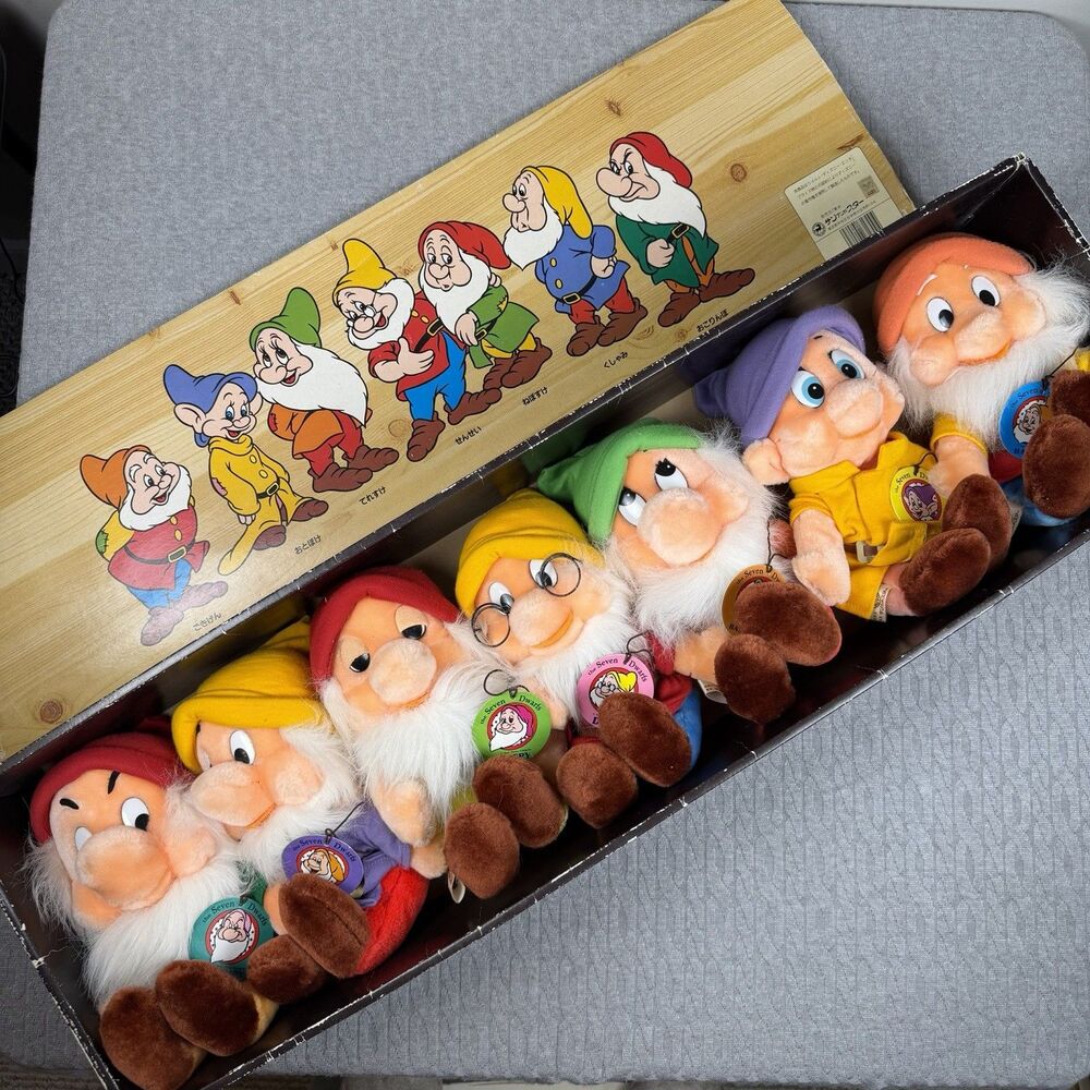 Disney Seven Dwarfs Plush Vintage Snow White Disney Extremely Rare Japan READ